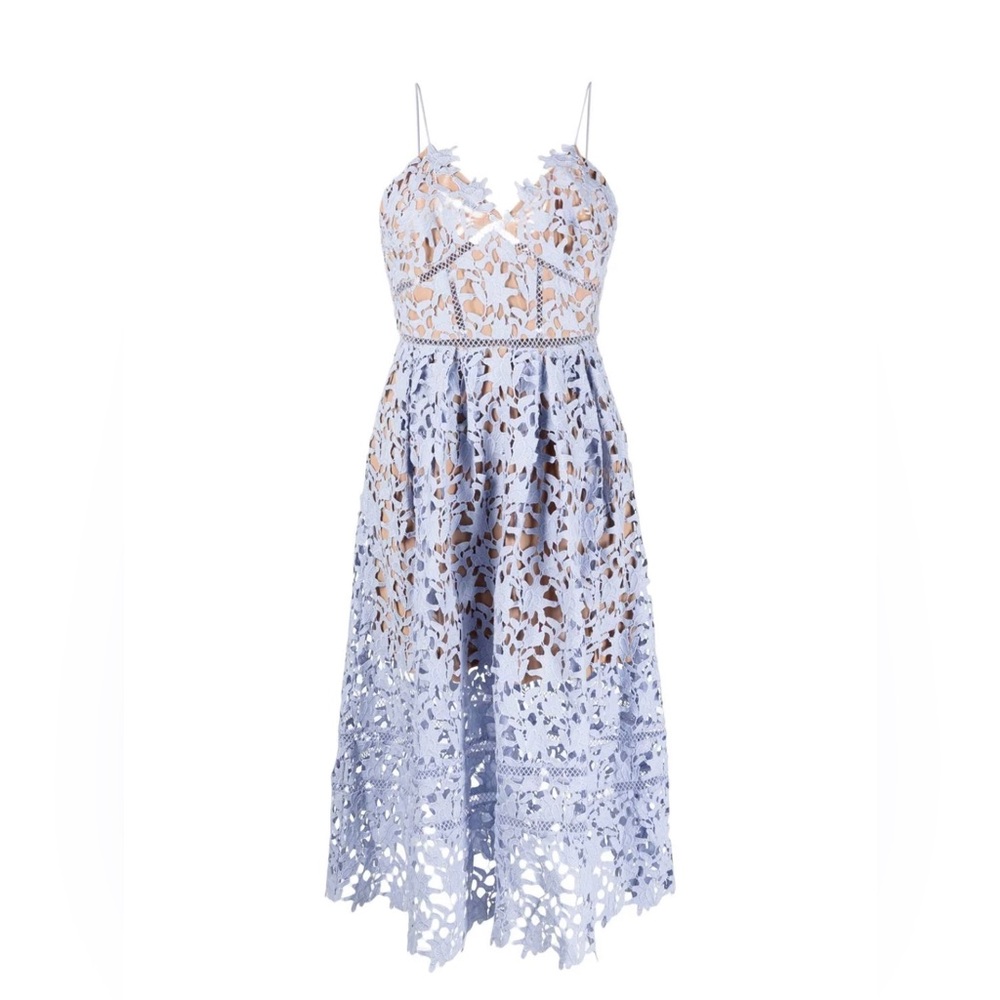 Self-Portrait Azalea Midi Dress in light blue, US 4, worn twice